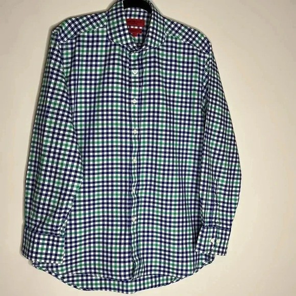 Spectre & Co Green & Blue Check Button Down Casual Shirt - Picture 5 of 10